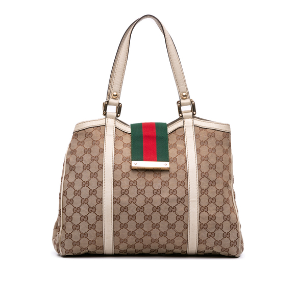 Pre-Loved Gucci GG Canvas Web New Ladies Tote - Picture 1 of 12